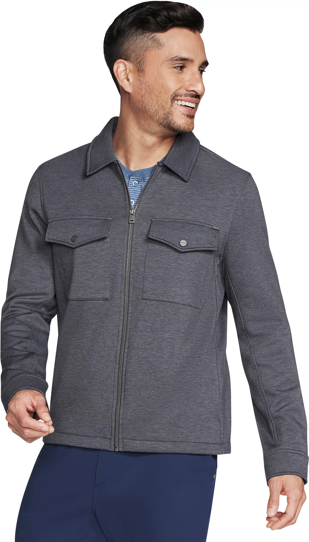 Men's Skechers Skechcloud Thermal Shacket shown in Grey (Grey)