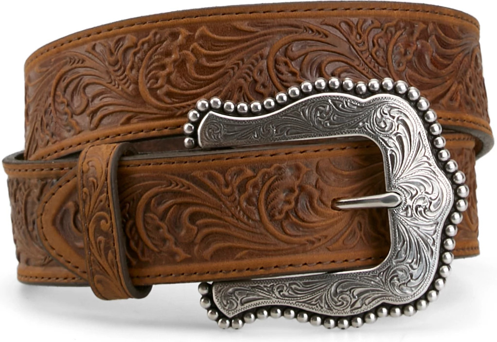 Tony Lama Ladies Layla Belt-Aged Bark se muestra en la Brown (Caf&eacute;)