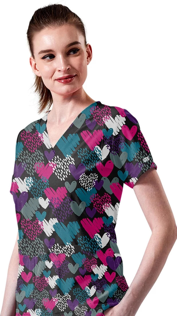 Women's Parkley Quantum Aurora Cross My Hearts V Neck shown in Black/Multi (Prints)