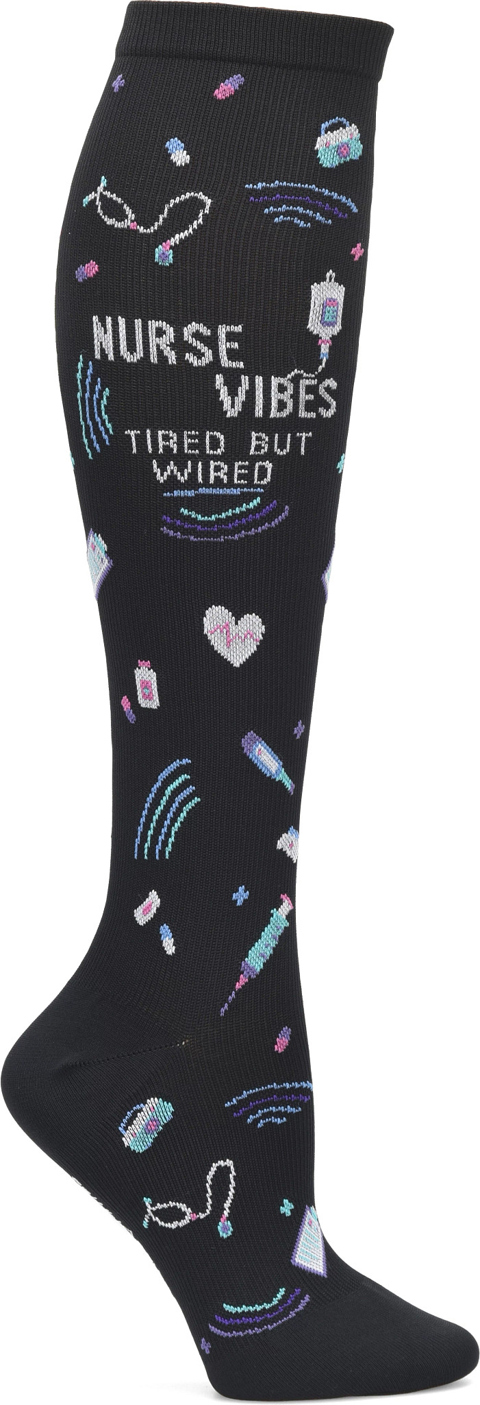 Compression Socks se muestra en la Nurse Vibes (Negro)