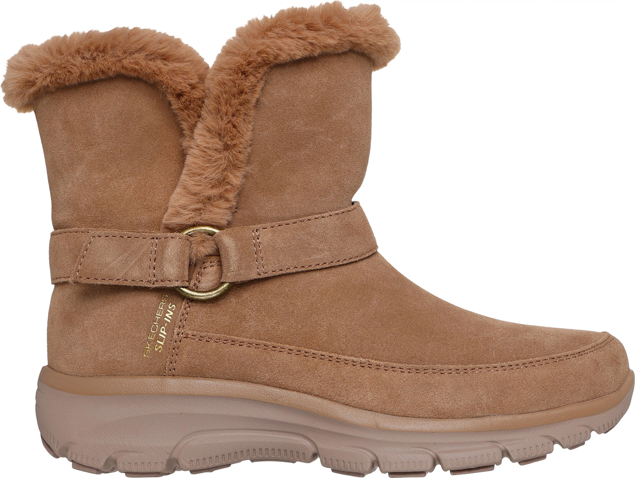 Women's Skechers Slip-Ins Easy Going Dream Scotchgard Boot shown in Chestnut (Tan)