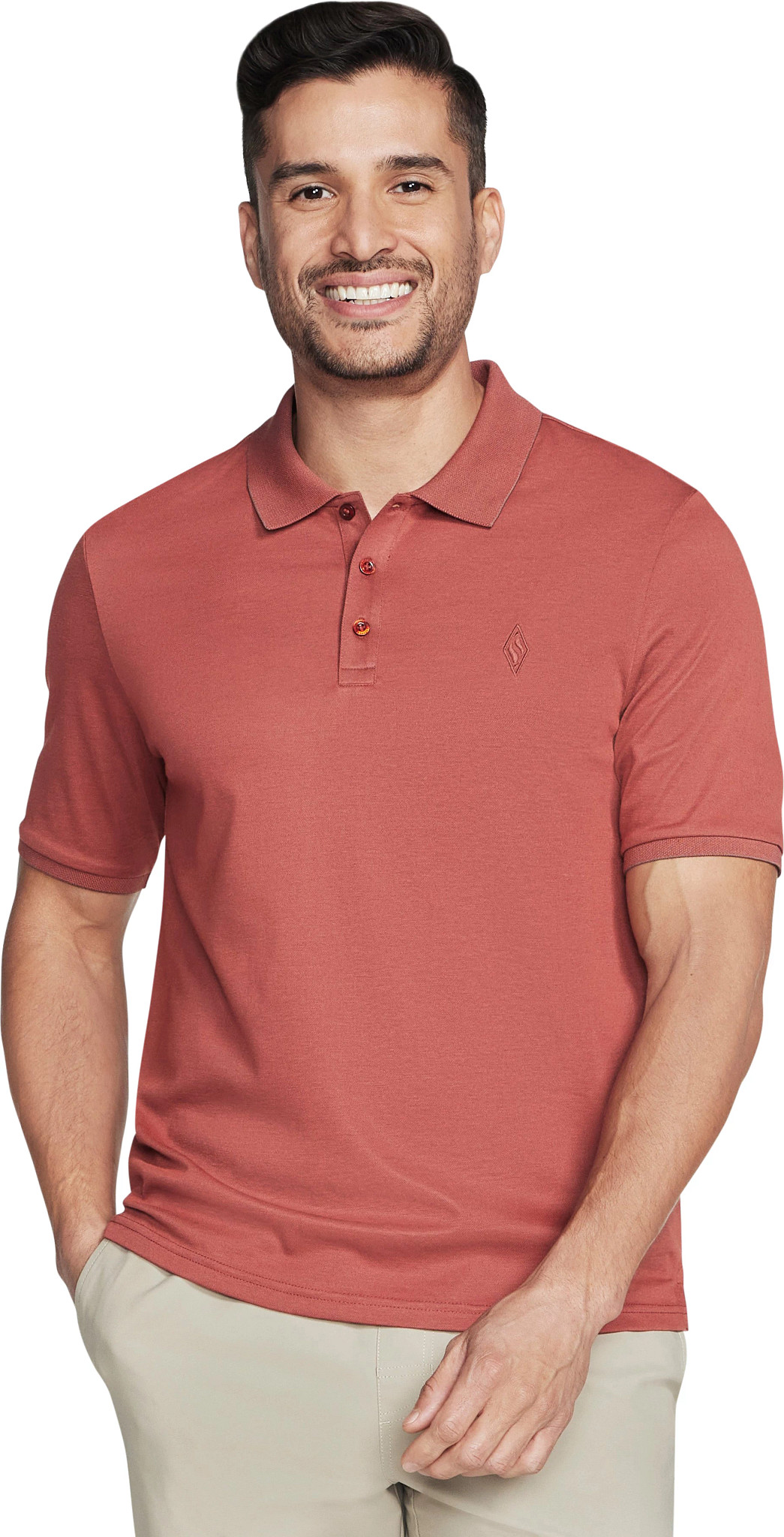 Men's Skechers Off Duty Short Sleeve Polo shown in Barn Red (Red)