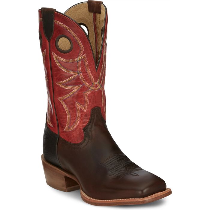 Men's Western Cowboy Boots - Brown Handmade Faux Leather Tall Boots With Arch Support (Size 11)