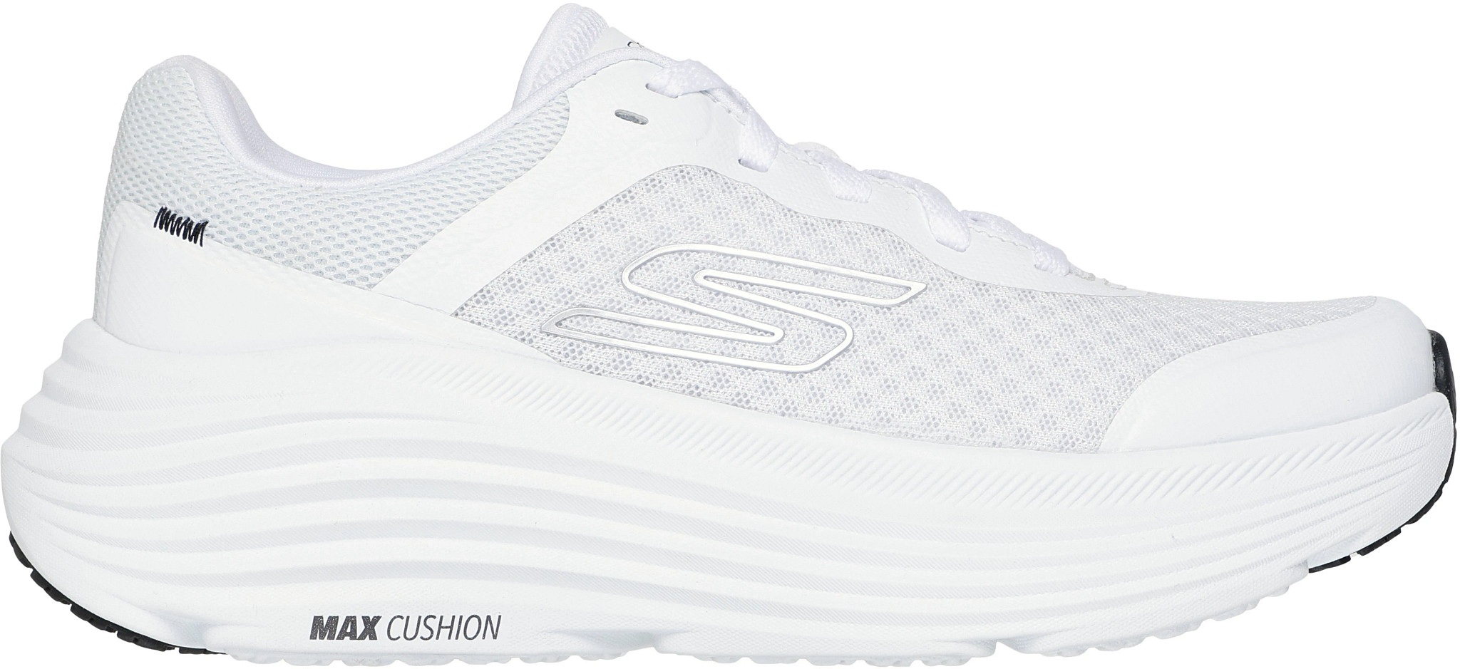 Women's Skechers Gorun Max Cushioning Endeavour shown in White/Black (White)