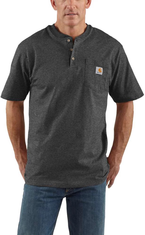 Men's Carhartt Short Sleeve Pocket Henley shown in Grey (Grey)