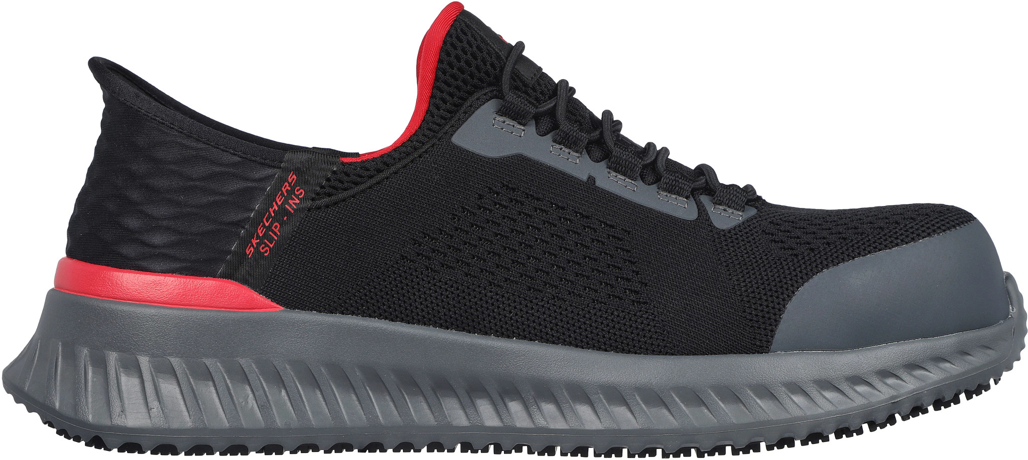 Men's Skechers Work Slip-Ins Fletchit Composite Toe Tilido shown in Black (Black)