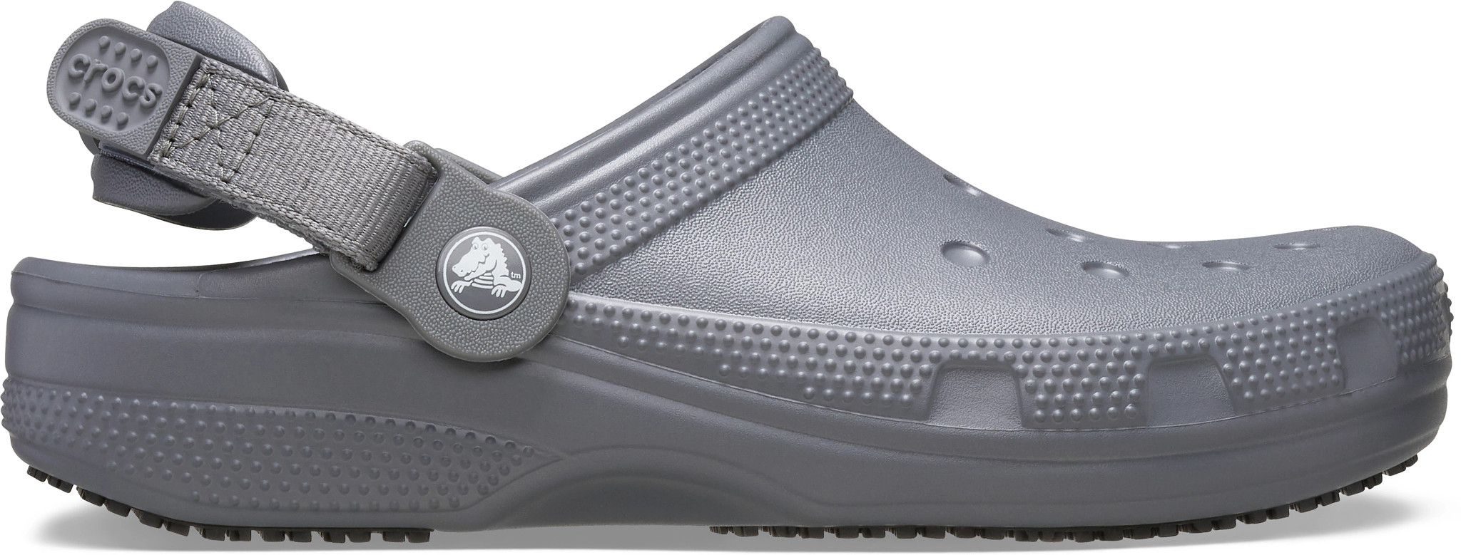Women's Crocs Slip Resistant Classic Work Clog shown in Grey (Grey)