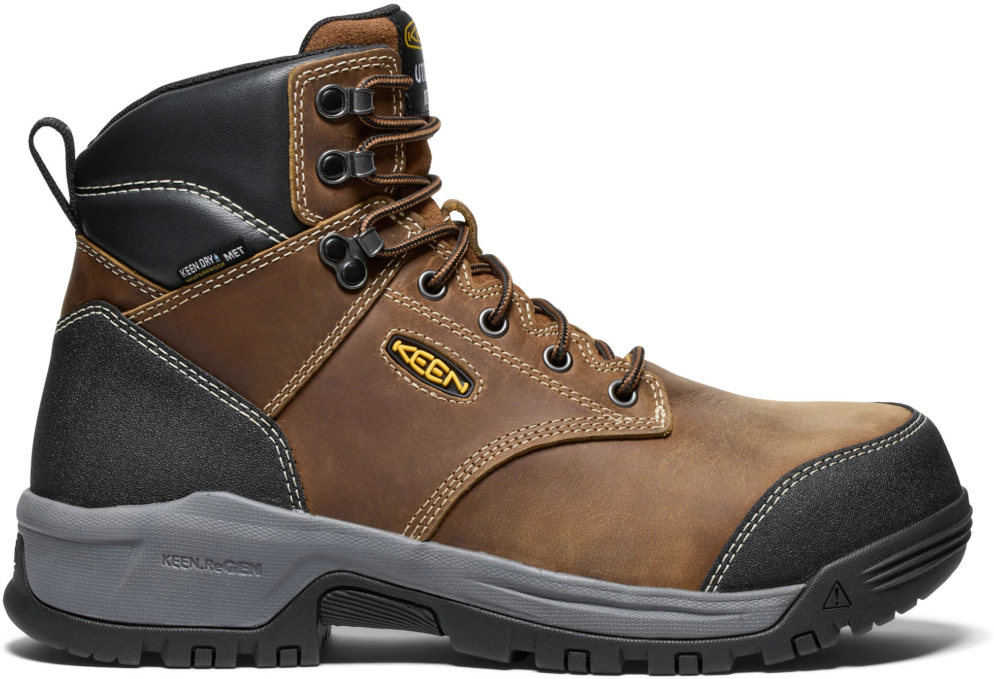 Men's Keen Utility Evanston 6 Inch Waterproof Carbon Toe Internal Met Guard Boot shown in Brown (Brown)