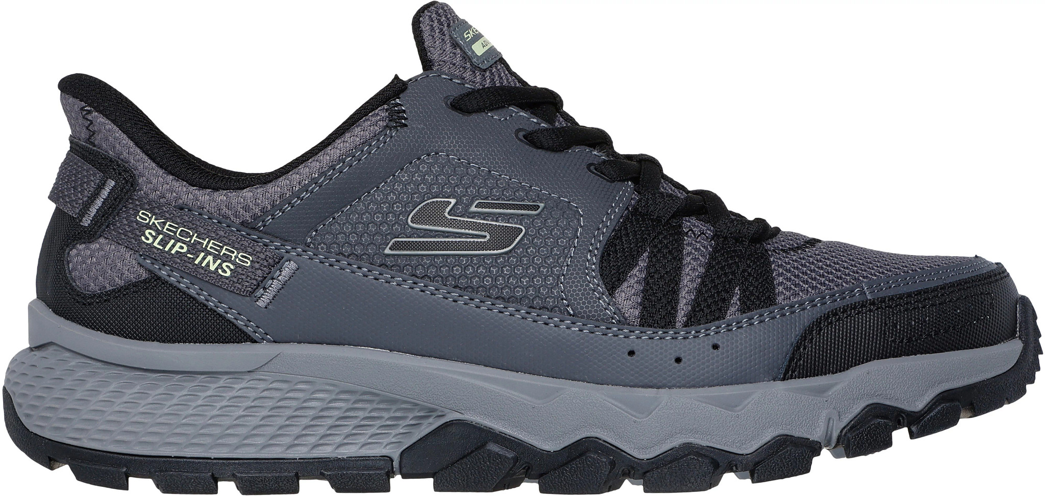 Men's Skechers Slip-Ins Dynamite At Escapar Runner shown in Charcoal Black (Grey)
