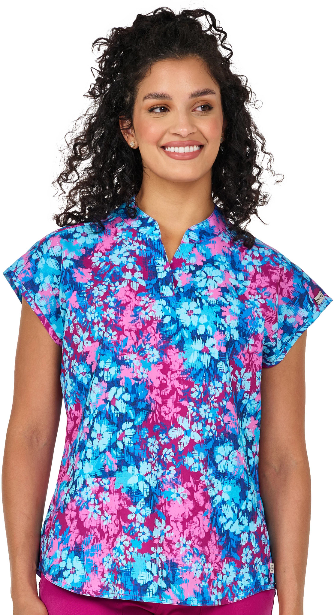 Women's Ava Therese Floral Fusion V Neck shown in Navy/Pink (Prints)