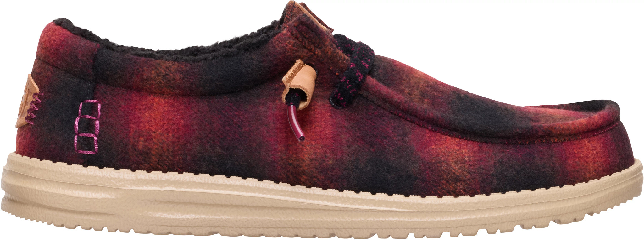 Men's Hey Dude Wally Cozy Plaid shown in Red Black (Red)