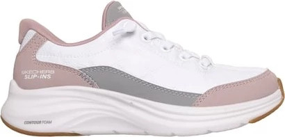 Girl's Skechers Slip-Ins Contour Foam Cozy Fit shown in White/Lavender (White)