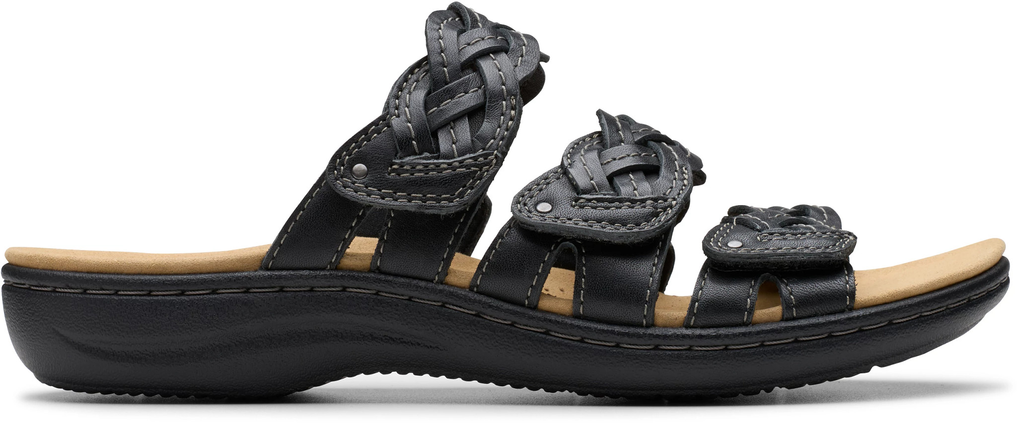 Women's Clarks Laurieann Rio Slide shown in Black (Black)