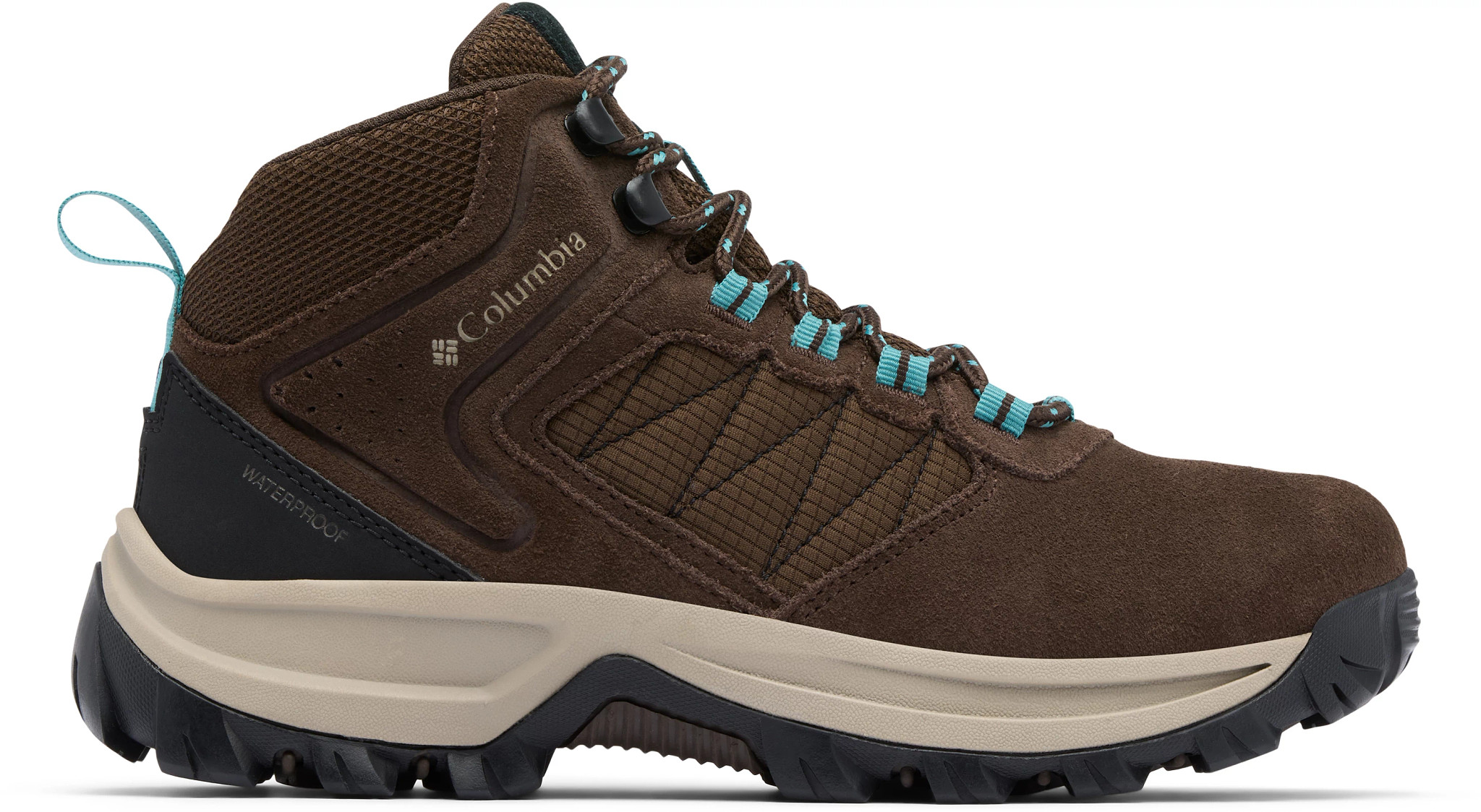 Women's Columbia Waterproof Transverse Hiker shown in Brown/Teal (Brown)