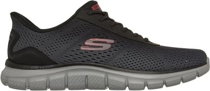 Men's Skechers Slip-Ins Track Revno Runner shown in Black Charcoal (Black)