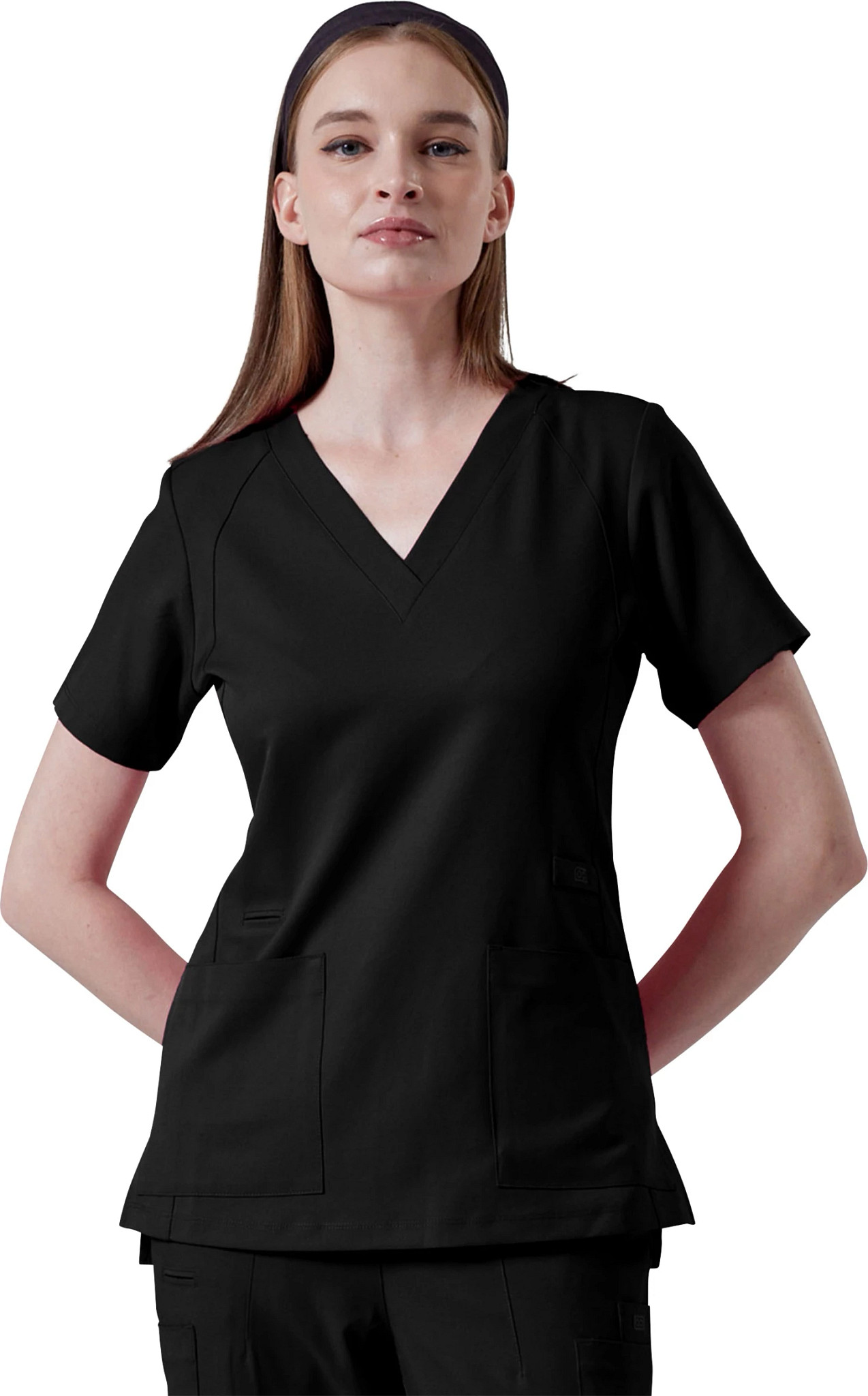 Women's Parkley Astro Elle 4 Pocket V Neck shown in Black (Black)