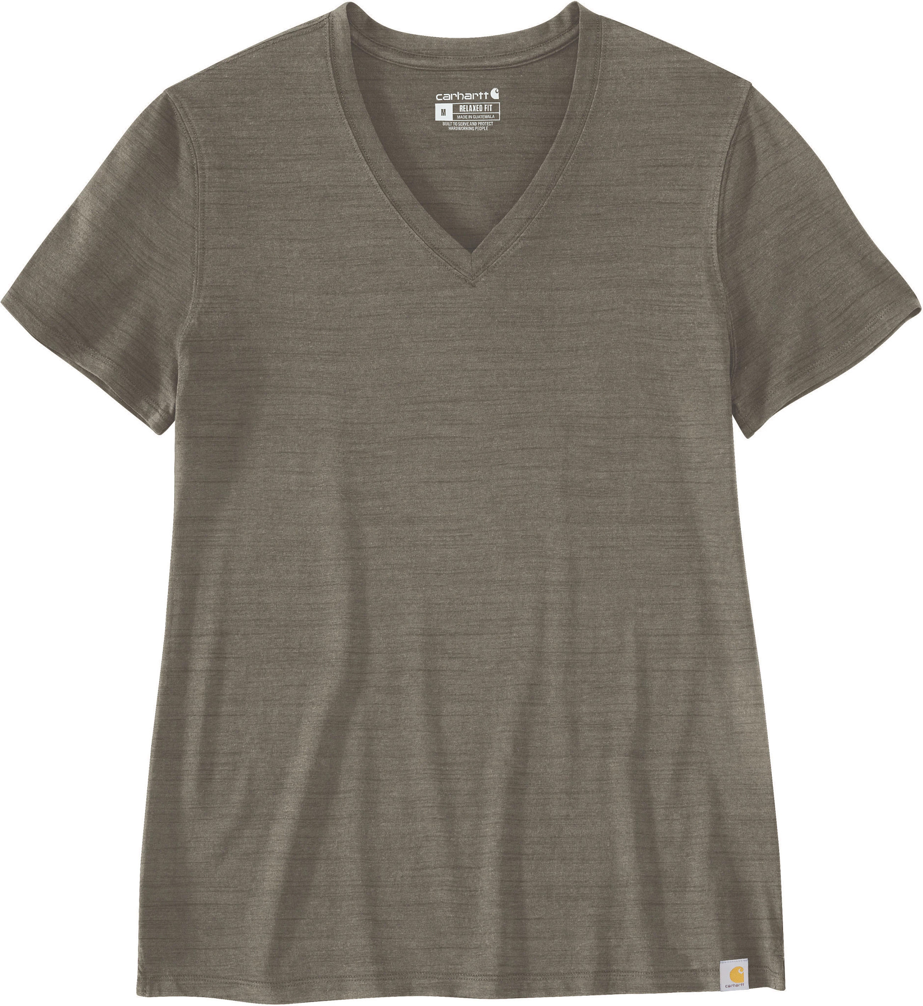 Women's Carhartt Short Sleeve V Neck T-Shirt shown in Dusty Olive (Green)