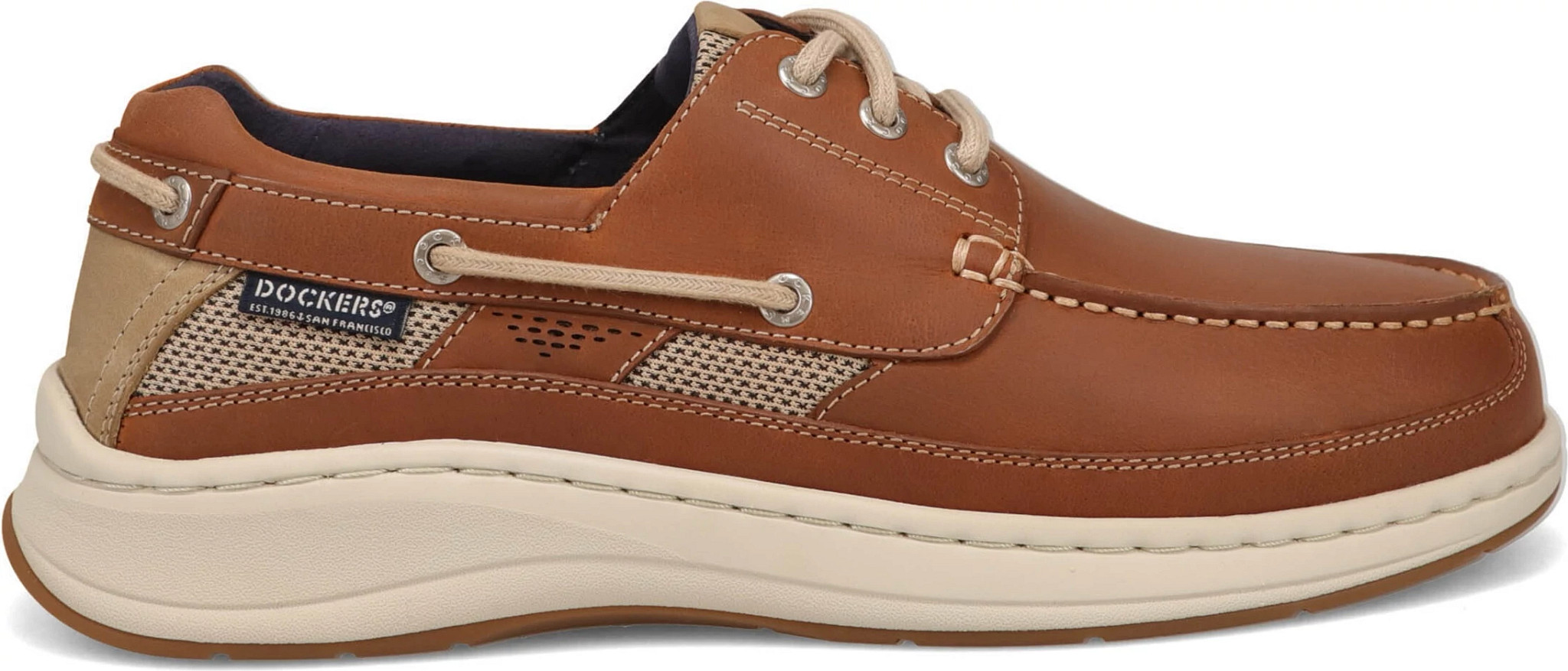 Men's Dockers Bayside 3 Eye Boat Shoes Dark Tan shown in Dark Tan (Tan)