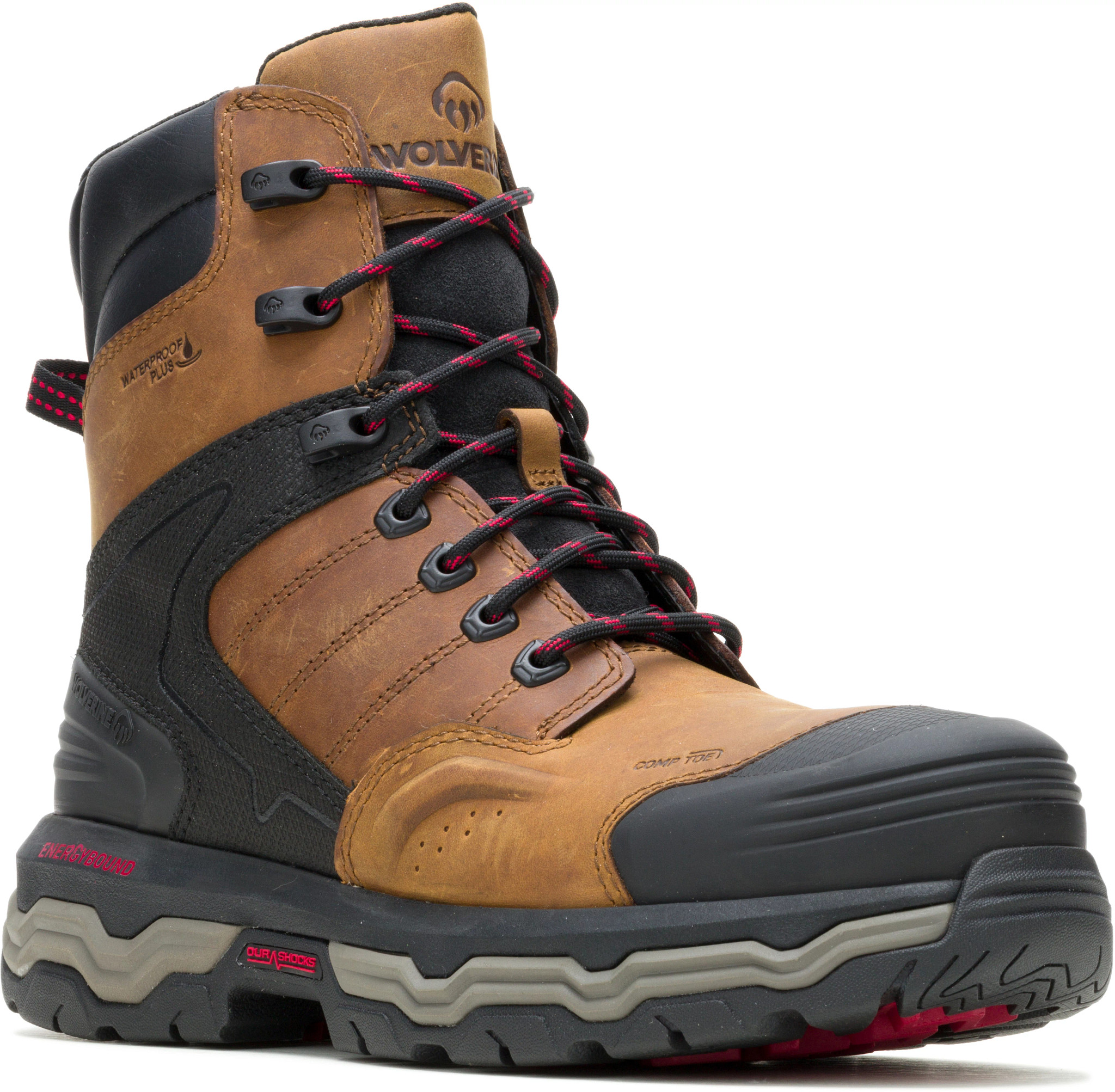 Men's Wolverine 8 Inch Waterproof Carbon Toe Durashocks Alpha