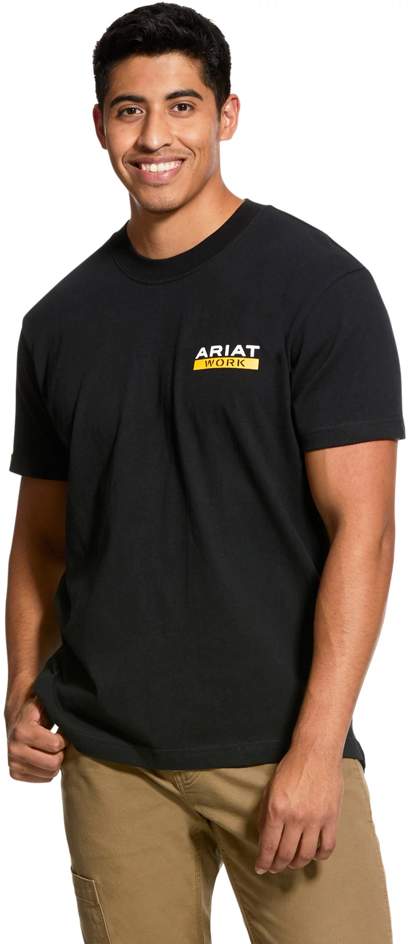 Men's Ariat Rebar Cottonstrong Roughneck T-Shirt shown in Black (Black)