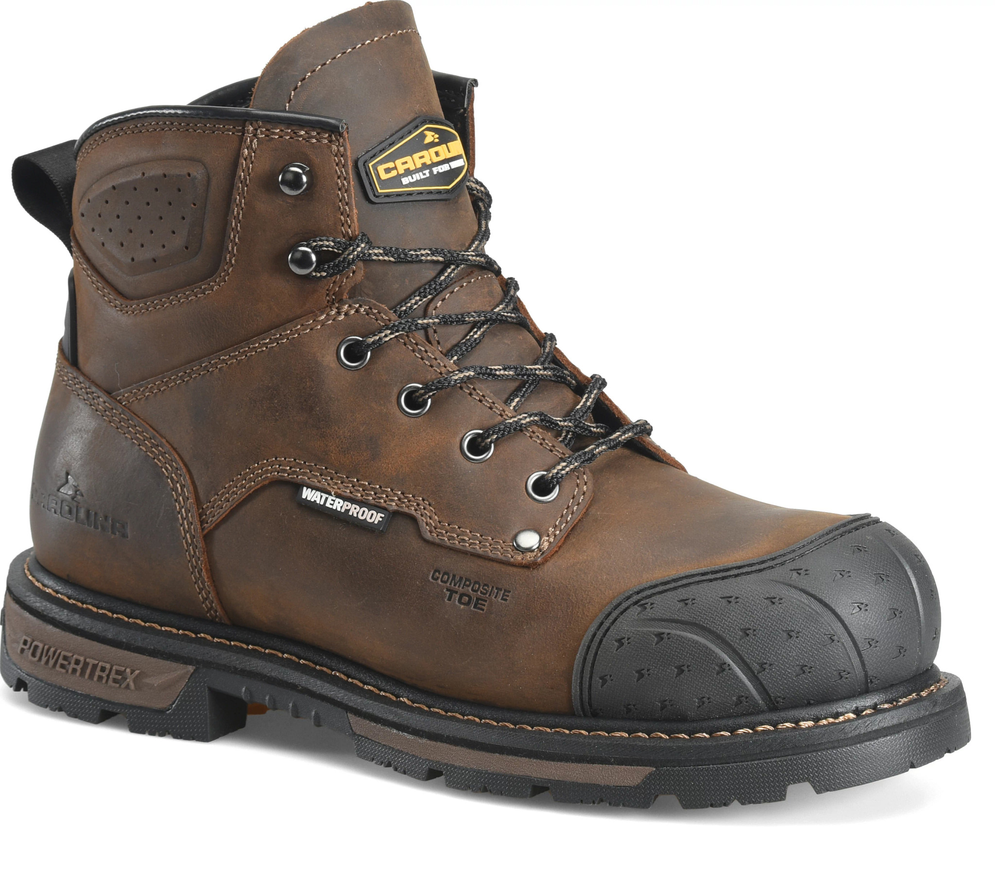 PowerTrex Blockade: 6&rdquo; Waterproof Work Boot (Comp Toe) se muestra en la Dark Brown (Caf&eacute;)