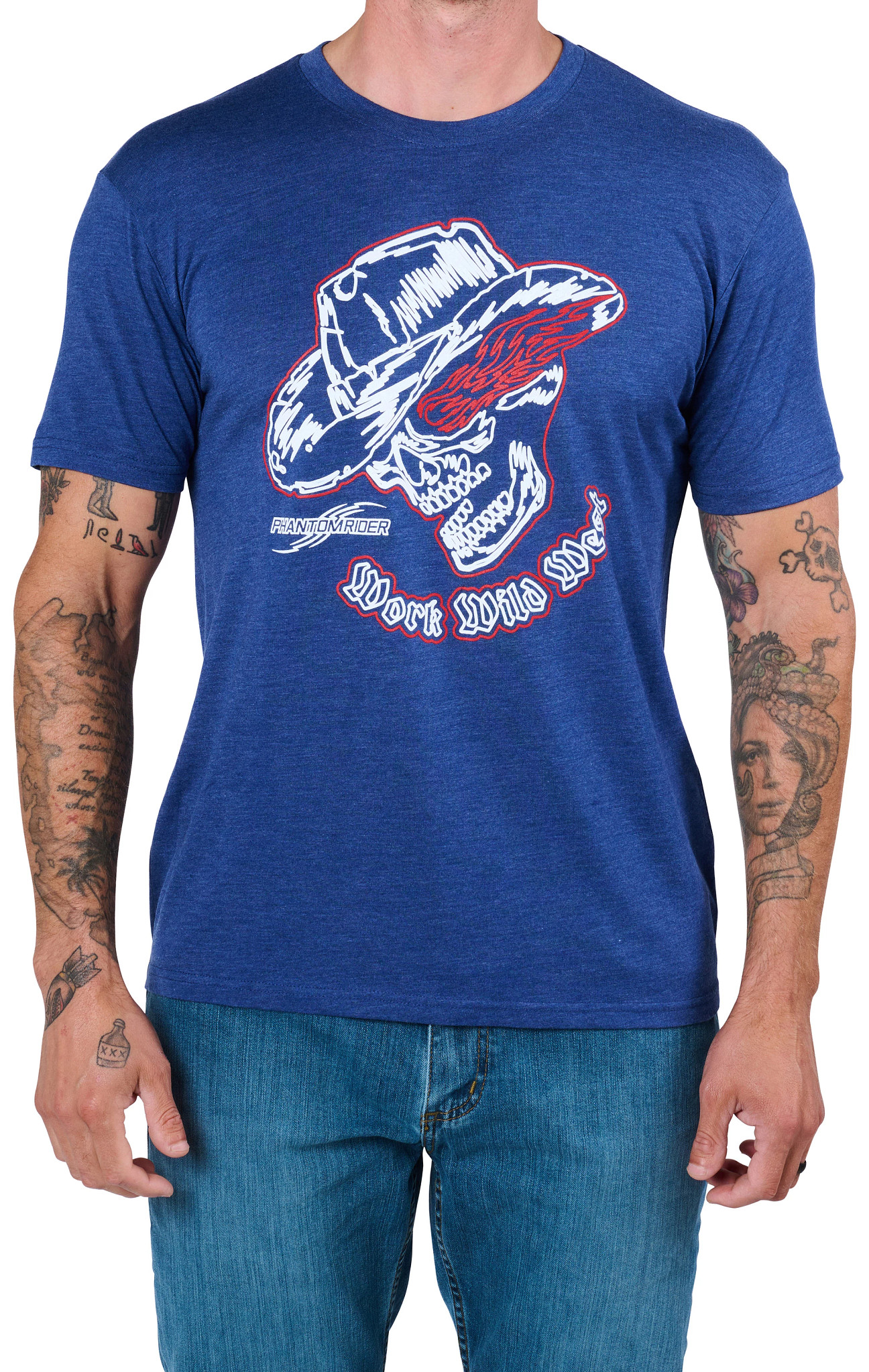 Men's Double H Phantom Rider Sharp Shooter T-Shirt shown in Navy (Blue)