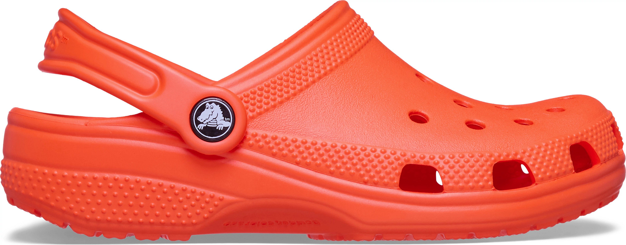 Boy's Crocs Classic Clog shown in Shocking Orange (Orange)