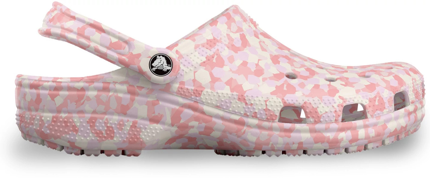 Women's Crocs Classic Confetti Clog shown in Pink Milk/Multi (Pink)