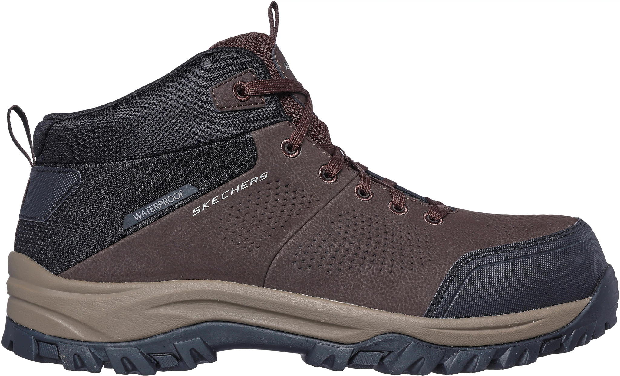 Men's Skechers Work Relment Erett Waterproof Composite Toe Hiker shown in Brown (Brown)