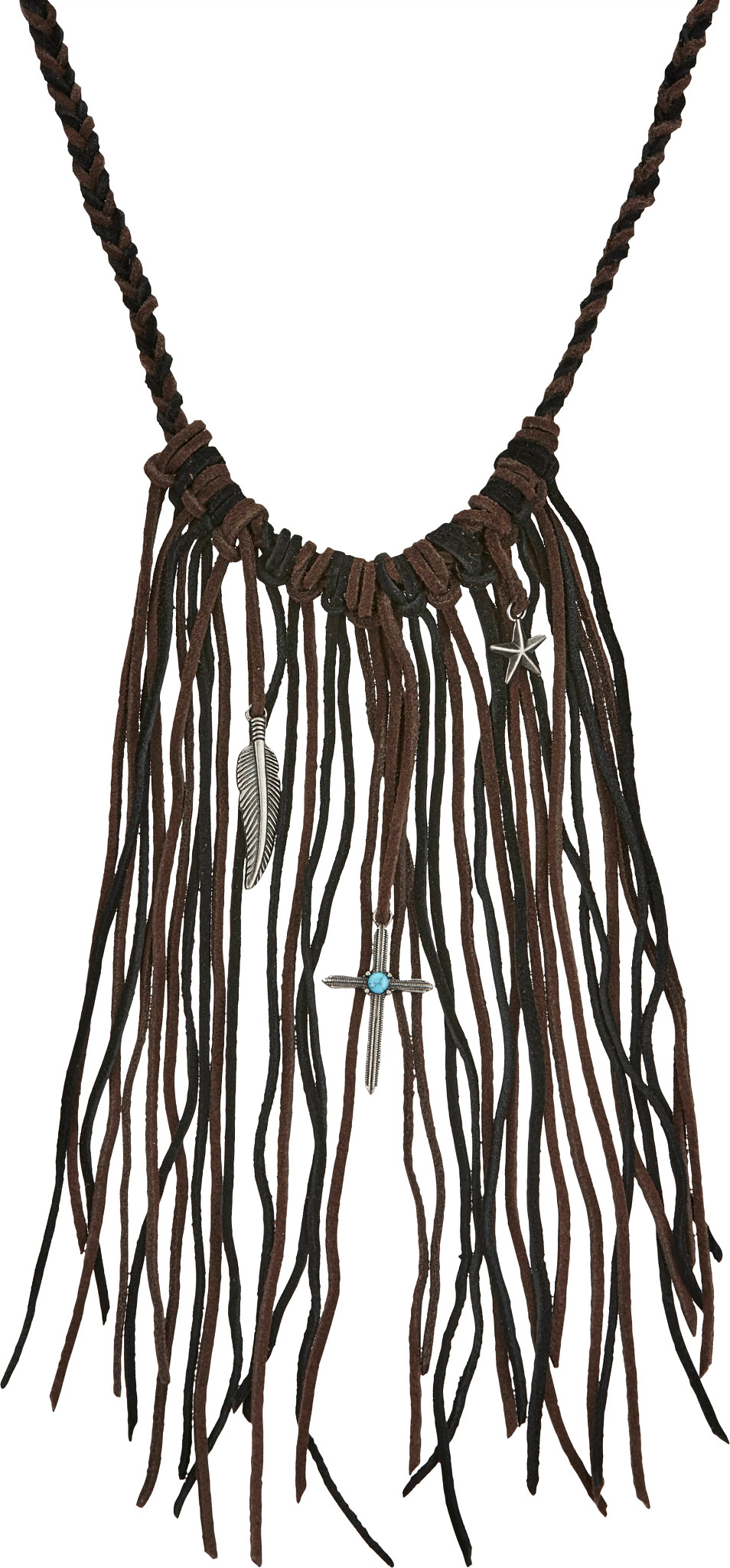 Braided Suede Necklace se muestra en la Brown / Black (Multicolor)