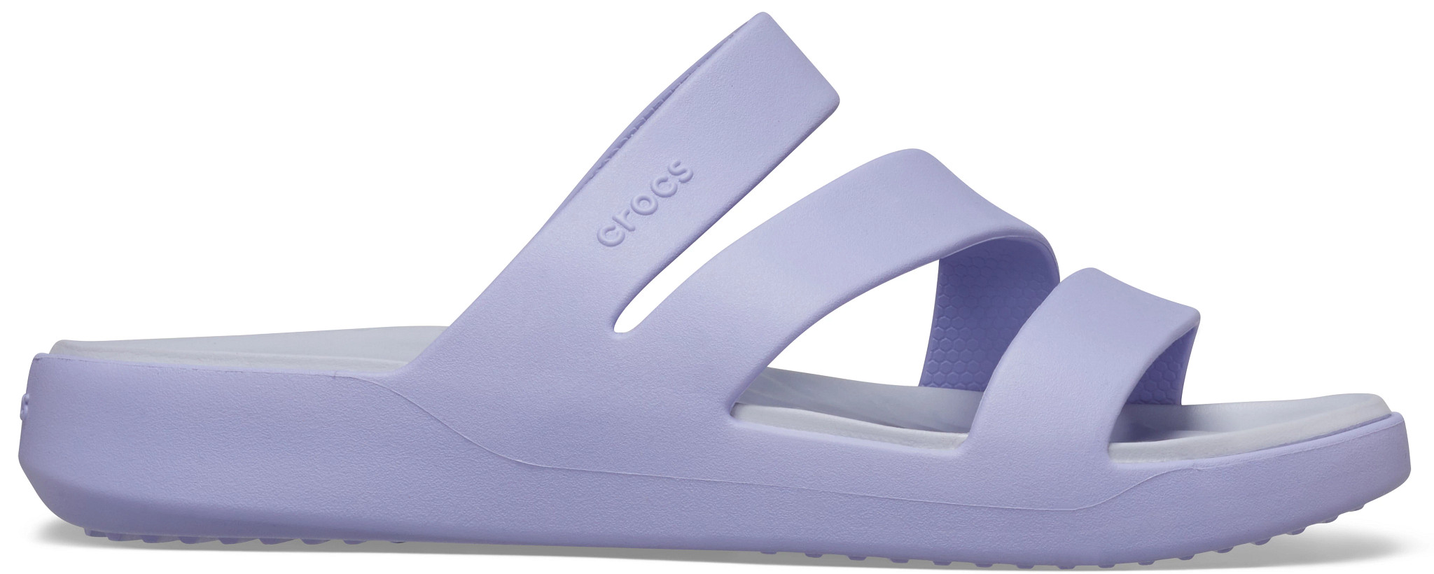 Women's Crocs Getaway Strappy Slide shown in Mystic Purple (Purple)
