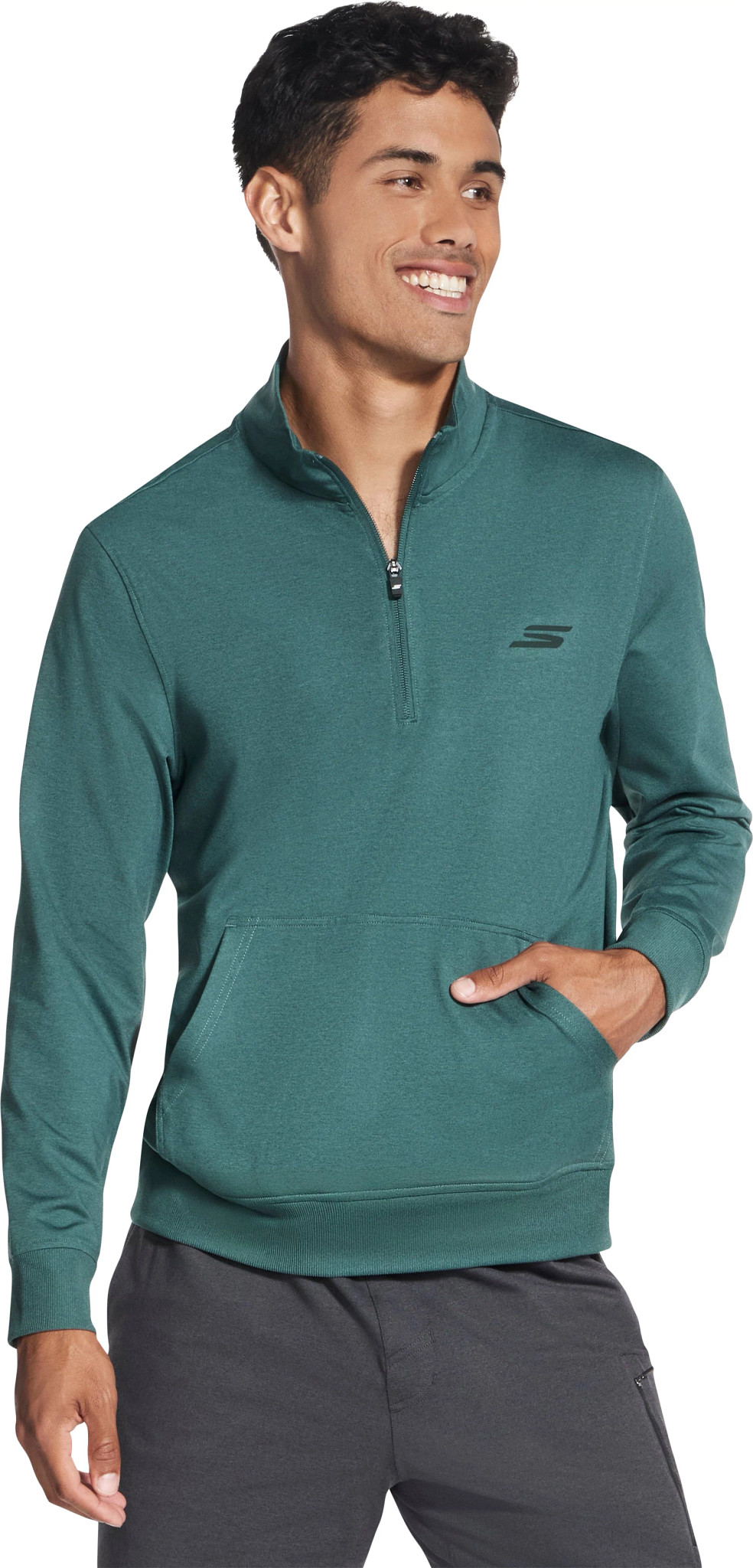 Men's Skechers Weekend Easy Quarter Zip shown in Mallard Green (Green)