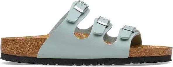 Women's Birkenstock Florida 3 Buckle Slide shown in Pure Sage (Green)