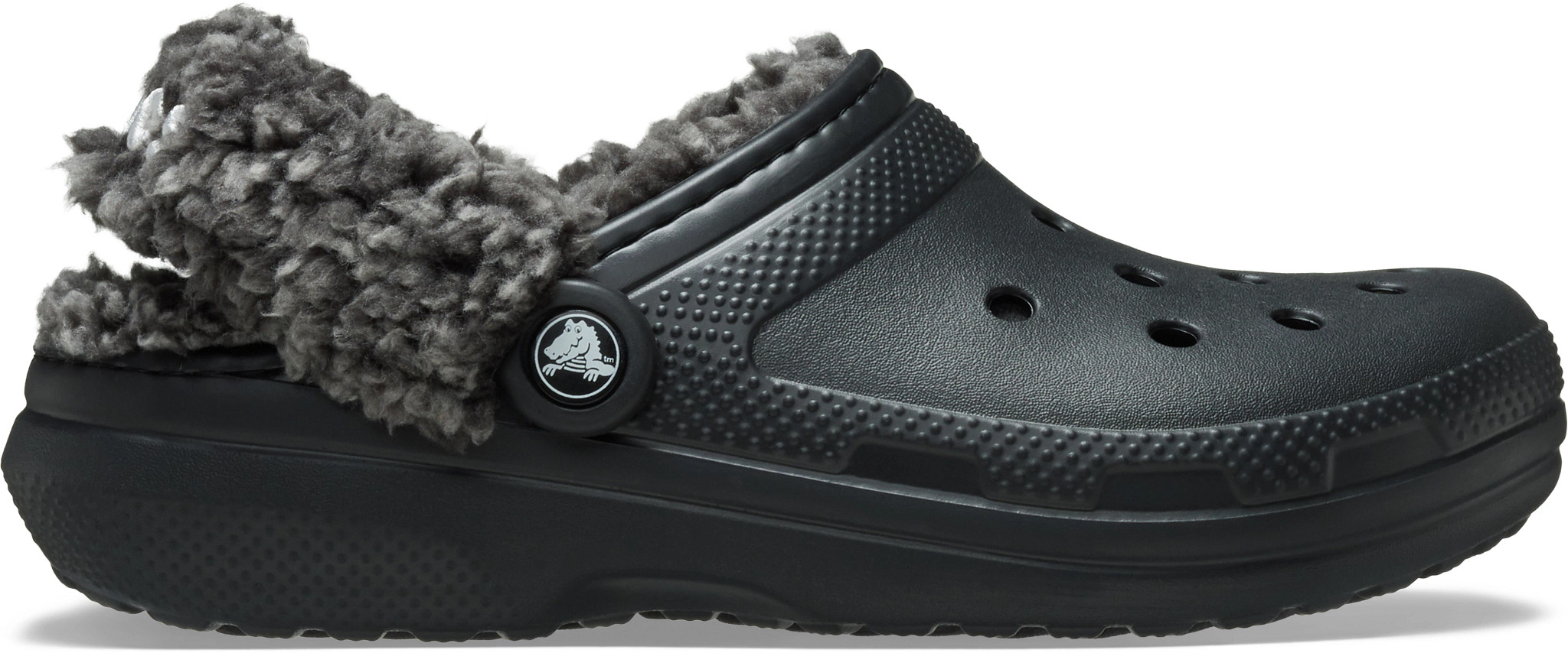 Women's Crocs Classic Fleece Lined Clog shown in Black (Black)