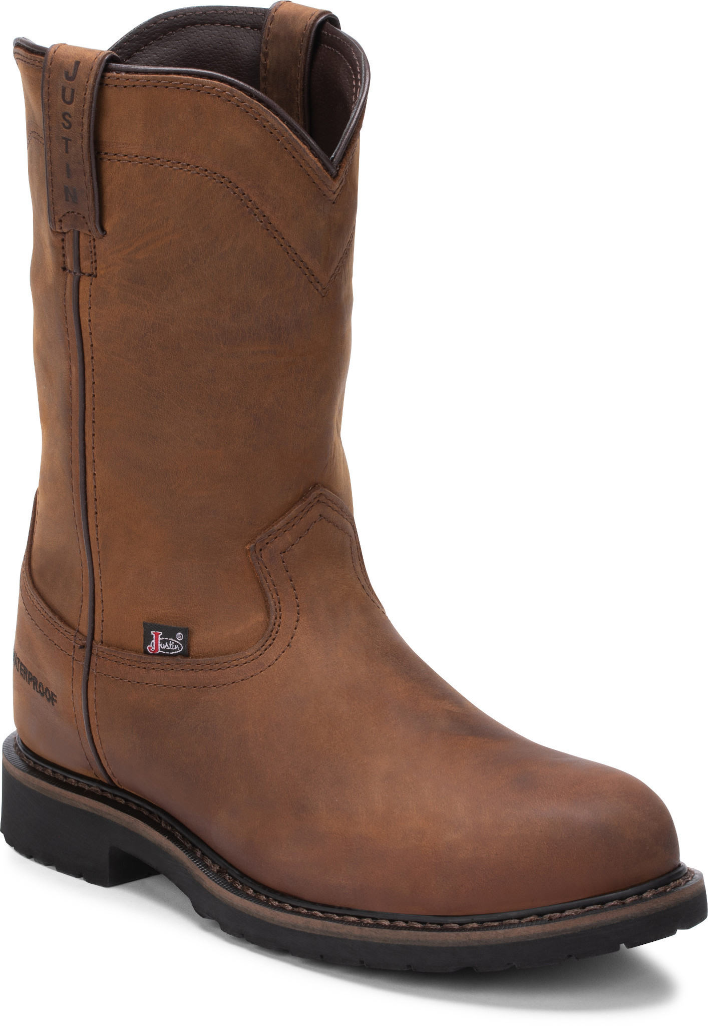 Justin Drywall Steel Toe Waterproof Mens Work Boot Brown 10.5 D