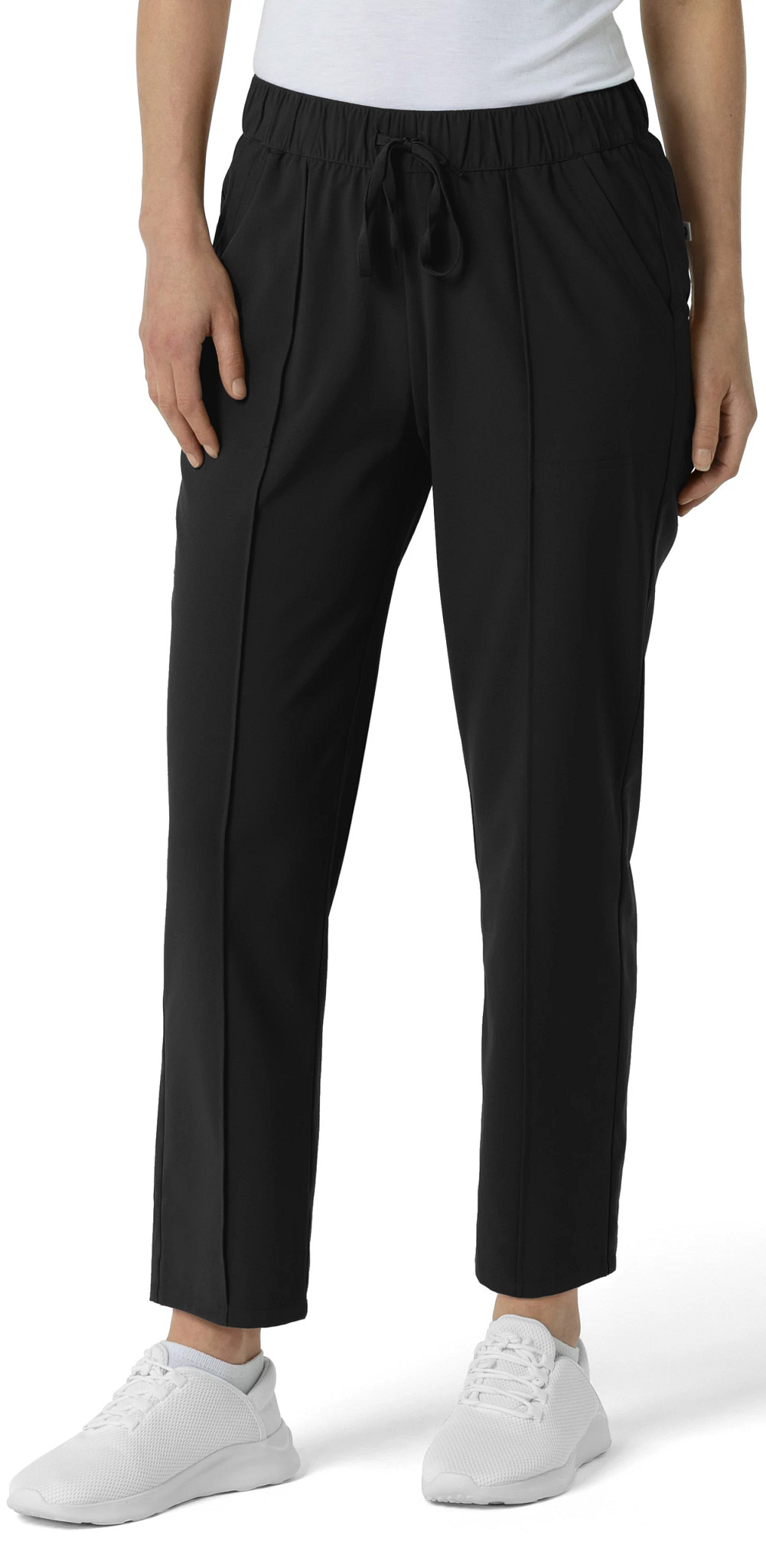 Women's Wonderwink Renew Edit Pintuck Pant shown in Black (Black)