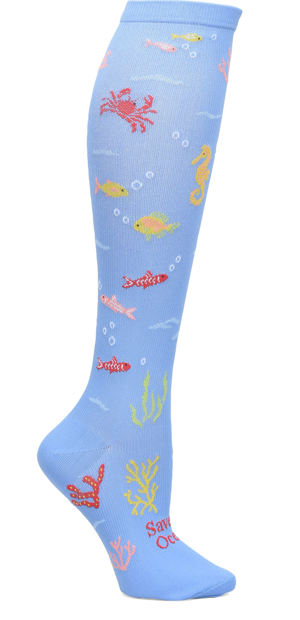 Endangered Species Compression Socks shown in Save The Ocean (Blue)