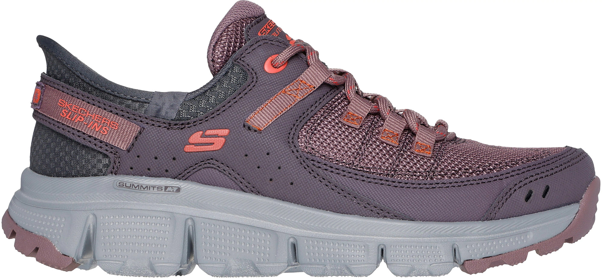Women's Skechers Slip-Ins Summits At Trail shown in Burgundy/Multi (Burgundy)