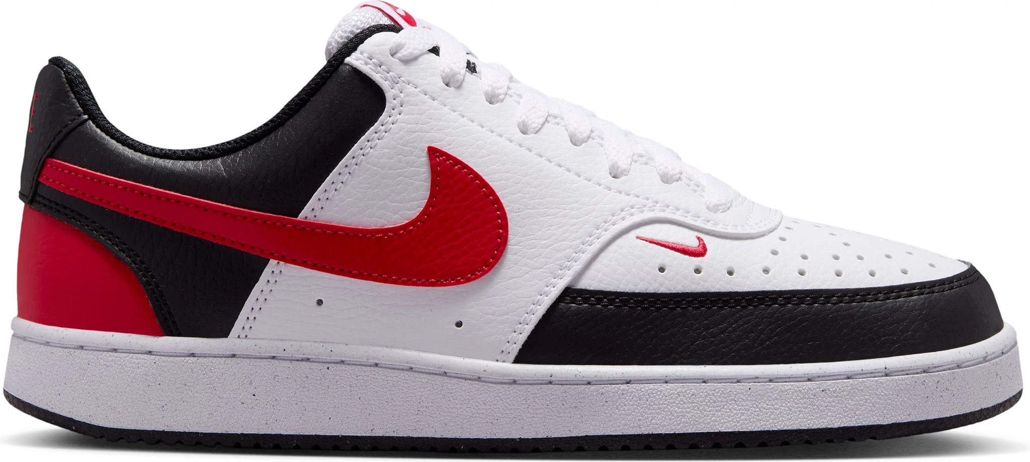 Women's Nike Court Vision Low Next Nature shown in White/Red/Black (White)