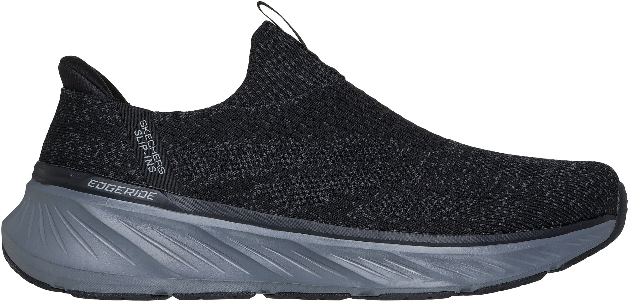 Men's Skechers Slip-Ins Edgeride Knit Commissioner shown in Black/Charcoal (Black)