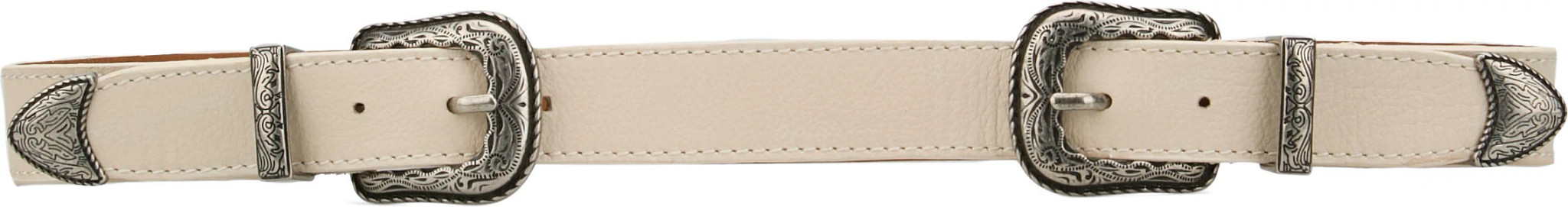 Nocona Double Buckle Belt shown in Cream (White)