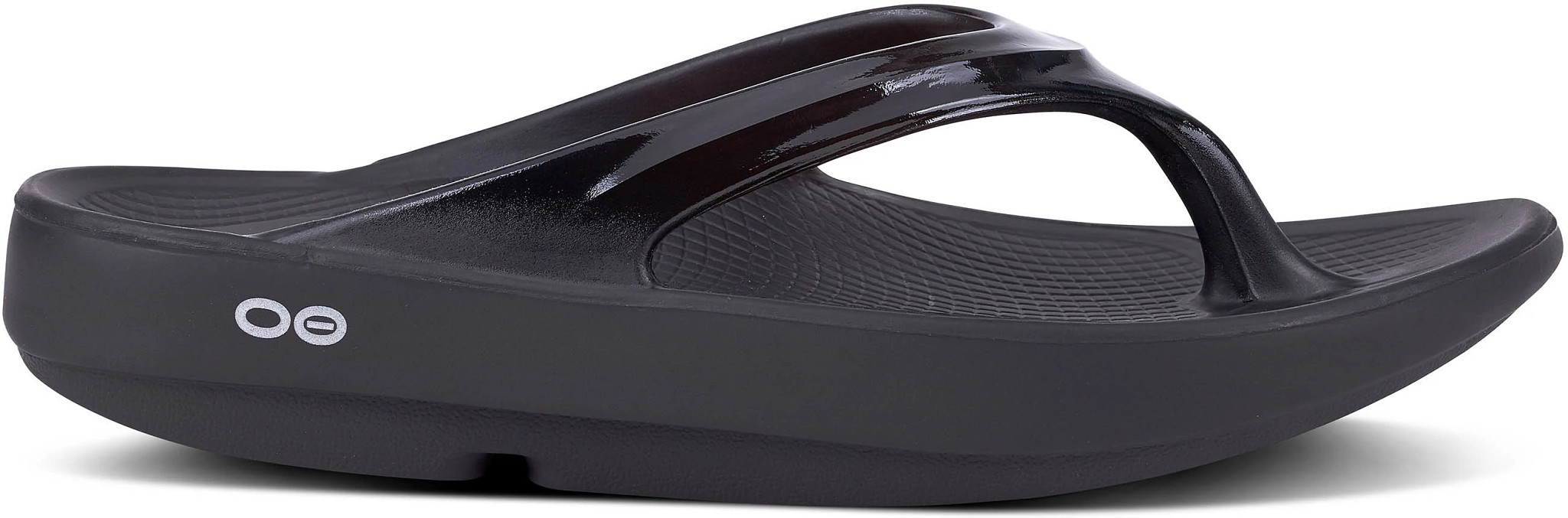 Women's Oofos Oolala Thong shown in Black (Black)