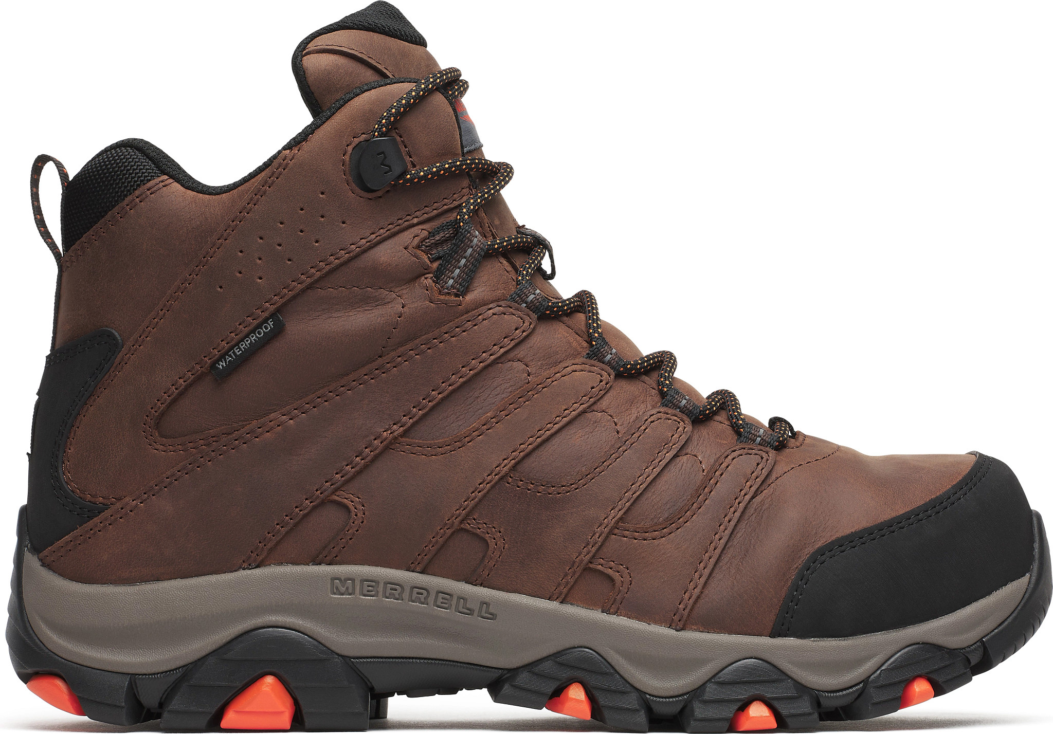 Men's Merrell 6 Inch Waterproof Composite Toe Moab Vertex Lx  Hiker shown in Brown (Brown)