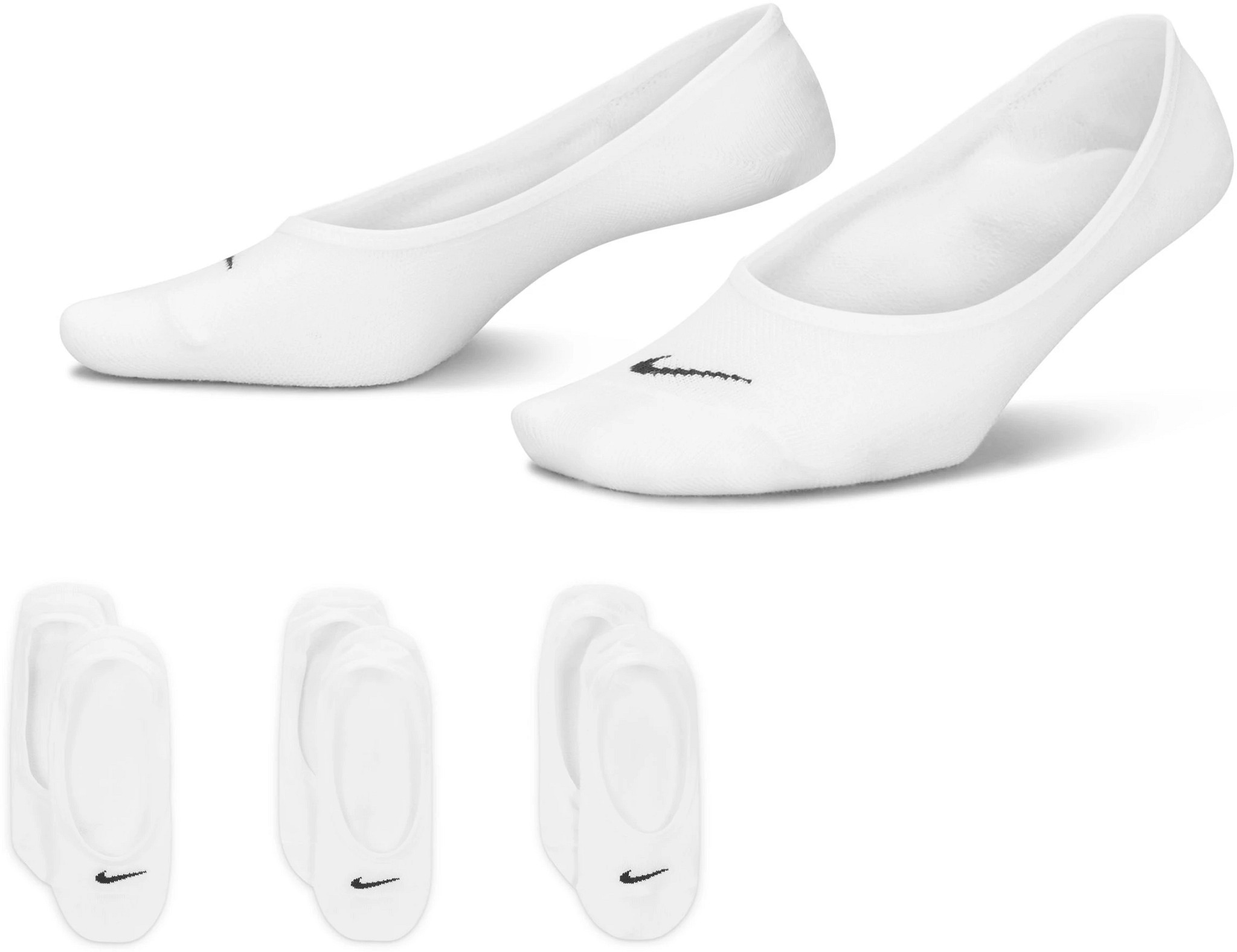 Women's Nike 3pack Footies shown in White (White)
