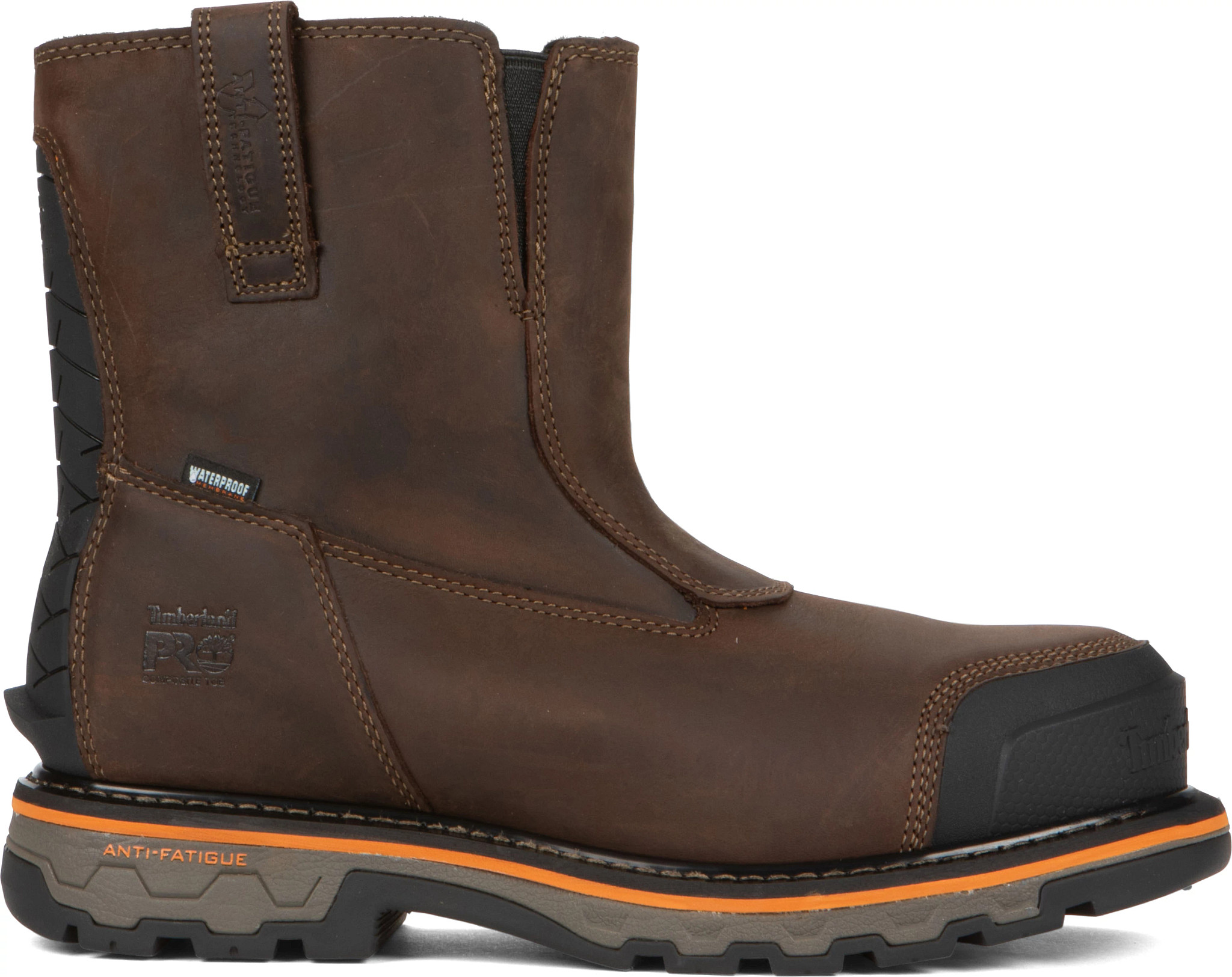 Men's Timberland Pro 8 Inch True Grit Waterproof Nano Comp Toe shown in Brown (Brown)