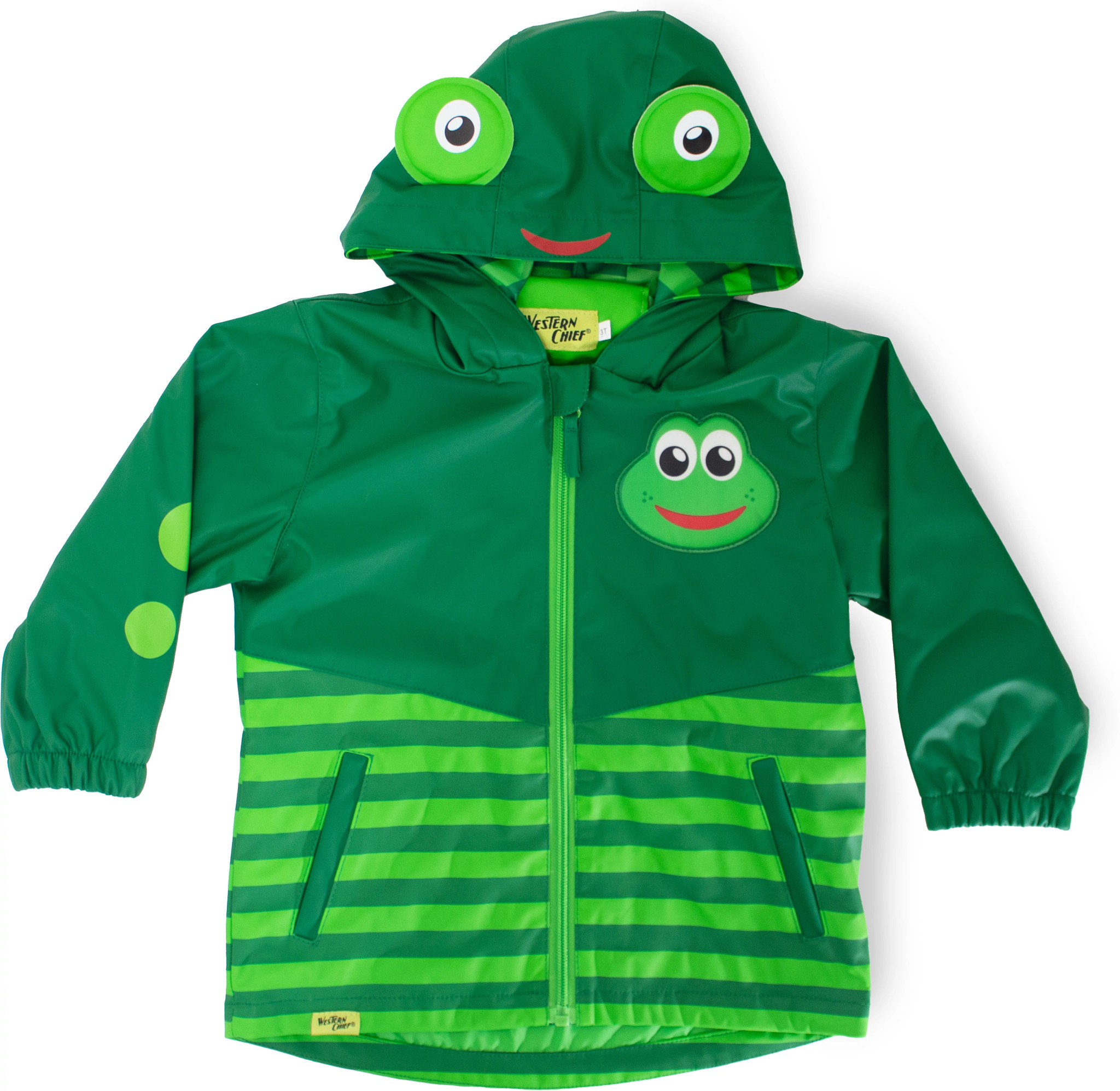 Toddler Boy's Western Chief Fritz Frog Raincoat shown in Green (Green)