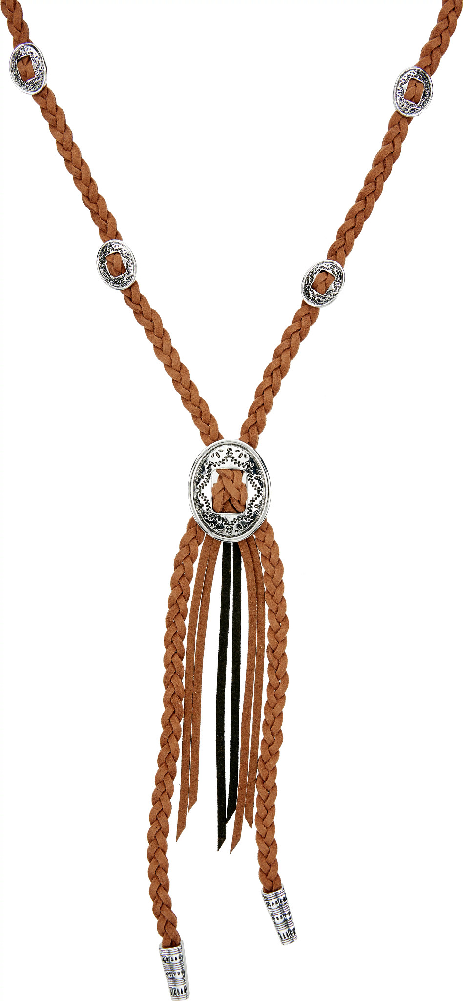Braided Suede Necklace se muestra en la Tan (Multicolor)