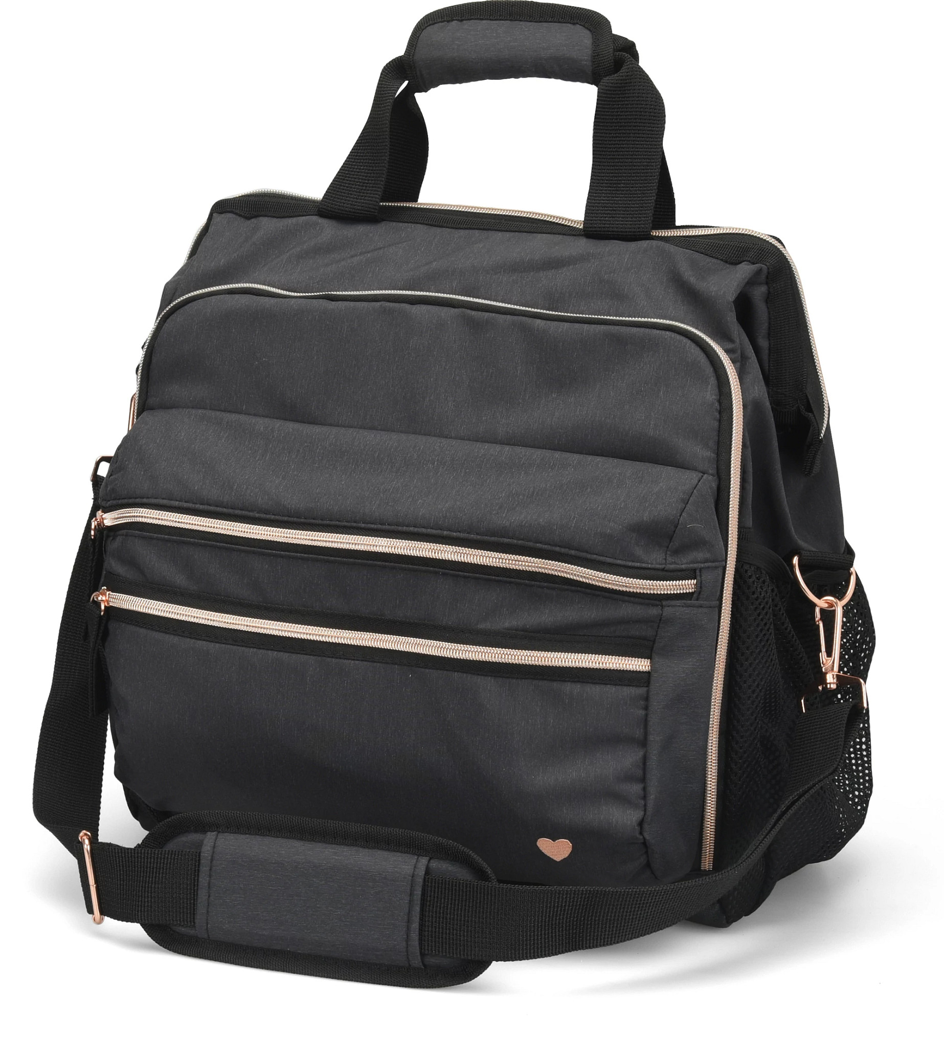 The Ultimate Nursing Bag 2.0 se muestra en la Charcoal/Rose Gold (Gris)