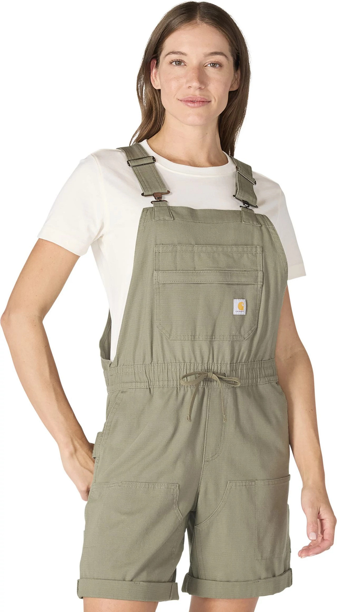 Women's Carhartt Force Ripstop Shortall Classic shown in Dusty Olive (Grey)