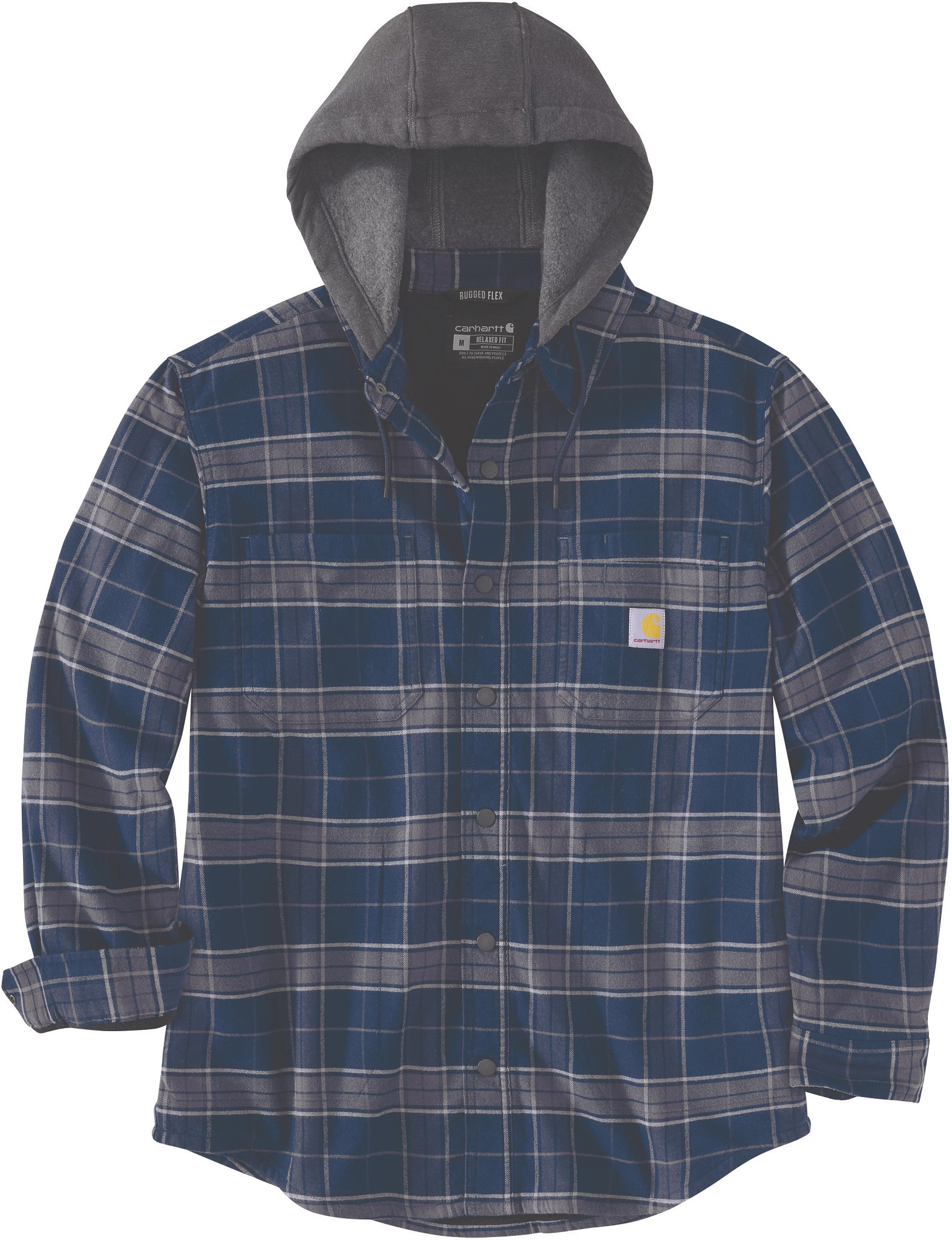 Men s Carhartt Rugged Flex Flannel Fleece Lined Hooded Shirt Jac Super Shoes